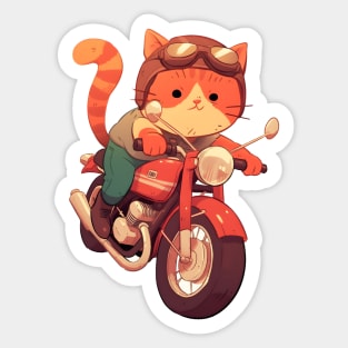 Cool cat riding motorbike Sticker